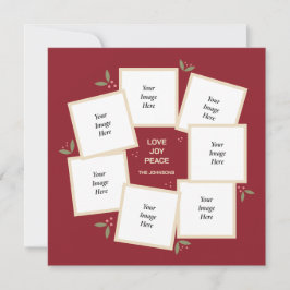 Tarjeta Festiva Corona de fotos de vacaciones de amor alegría paz