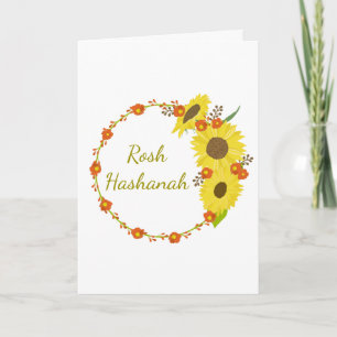 Tarjeta Festiva Corona de girasoles de Rosh Hashaná 