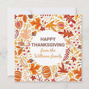Tarjeta Festiva Corona de hojas de otoño personalizada Feliz Día d