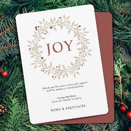 Tarjeta Festiva Corona de invierno elegante JOY Negocios
