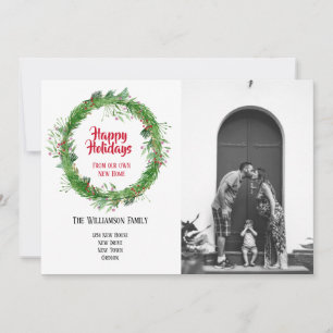 Tarjeta Festiva Corona de Invierno Nuevo Hogar para las Fiestas Ta