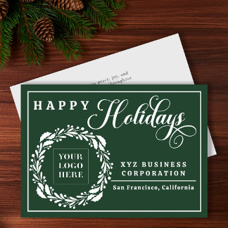 Tarjeta Festiva Corona de Logo Elegante Felices Fiestas Empresa