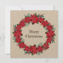 Tarjeta Festiva Corona de Nochebuena Roja