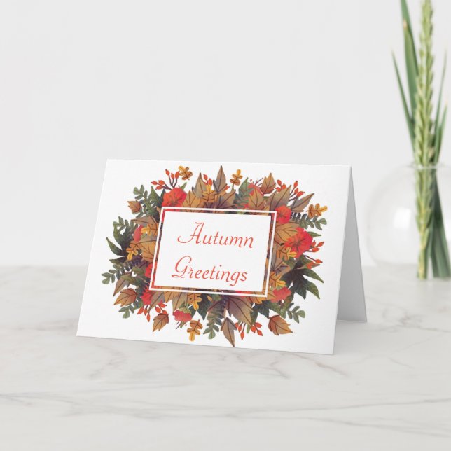 Tarjeta Festiva Corona de otoño (Anverso)
