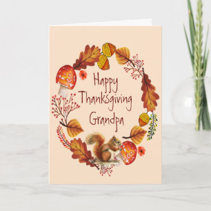 Tarjeta Festiva Corona de Otoño de Acción de Gracias Pájaro Troglo