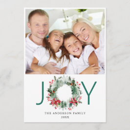 Tarjeta Festiva Corona de paisaje Bayas de Acebo Pino FOTO Saludo