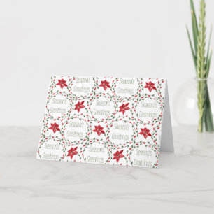 Tarjeta Festiva Corona de saludos de temporada rojo verde blanco