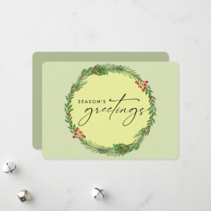 Tarjeta Festiva Corona de Vegetación Invernal Elegante Negocio AÑA