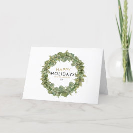 Tarjeta Festiva Corona de Verdor Navideña Moderna y Elegante