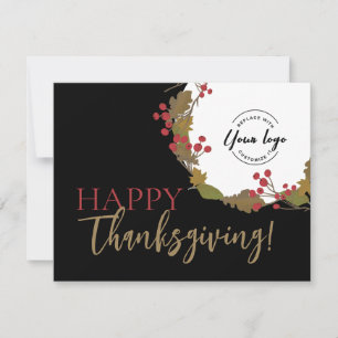 Tarjeta Festiva Corona del logo del negocio Happy Thankess