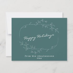 Tarjeta Festiva Corona floral moderna minimalista verde personaliz