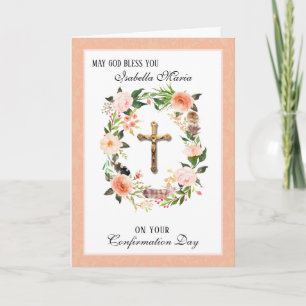 Tarjeta Festiva Corona Floral Religiosa de Confirmación Sacramento
