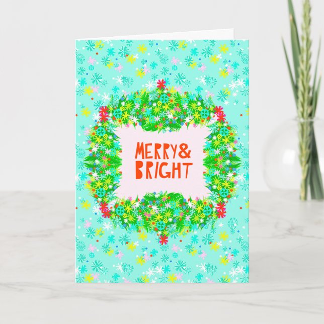 Tarjeta Festiva Corona Merry & Bright (Anverso)