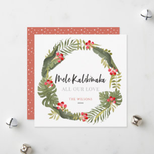 Tarjeta Festiva Corona Tropical de Mele Kalikimaka