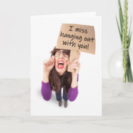 Tarjeta Festiva Coronavirus de distanciamiento social que extraño