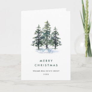 Tarjeta Festiva Corporación de Navidades de pinos elegantes y mini