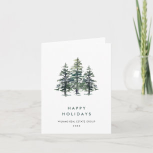 Tarjeta Festiva Corporación de Navidades de pinos elegantes y mini
