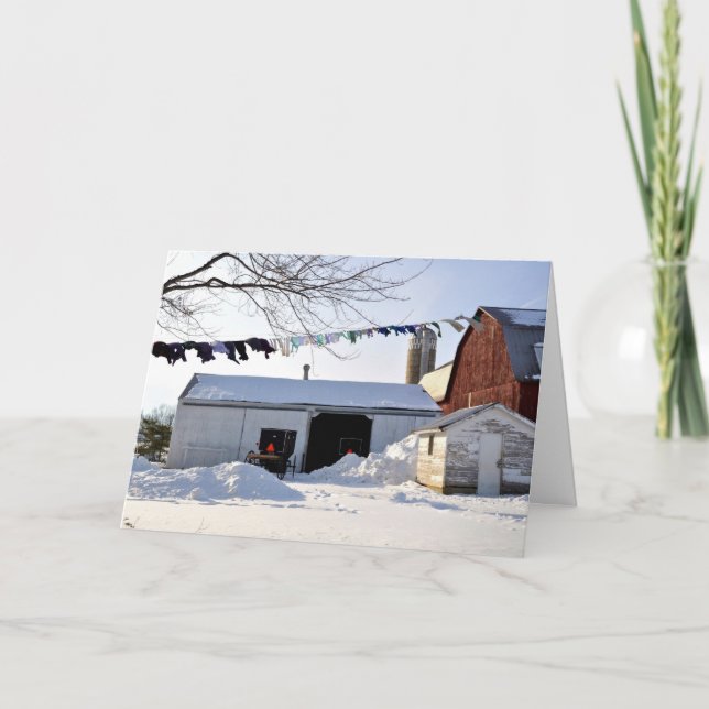 Tarjeta Festiva Corral de Amish en Christmastime (Anverso)