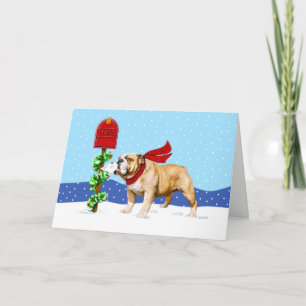 Tarjeta Festiva Correo de vacaciones de Navidades de bulldog