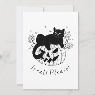 Tarjeta Festiva Corrida de Halloween del gato de otoño