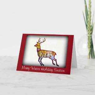 Tarjeta Festiva Corriendo ciervos con Navidades blancos/saludo de