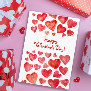Tarjeta Festiva Corta mano atrajo corazones rojos feliz Día de San