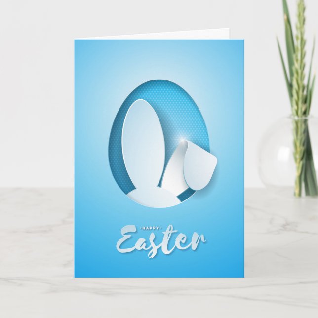 Tarjeta Festiva Cortado de papel moderno Oso de conejo de Pascua,  (Anverso)
