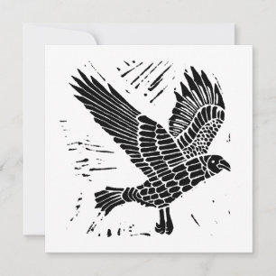 Tarjeta Festiva Corte de Lino de Raven blanco y negro