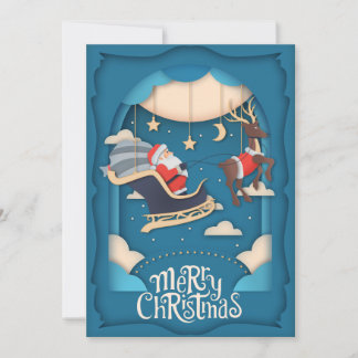 Tarjeta Festiva Corte del papel de Santa Sleigh