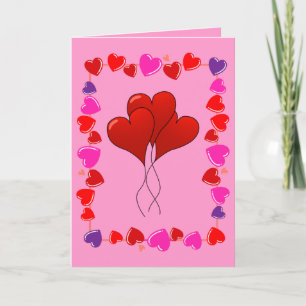 Tarjeta Festiva Corte Happy Valentine Day Balloon Hearts