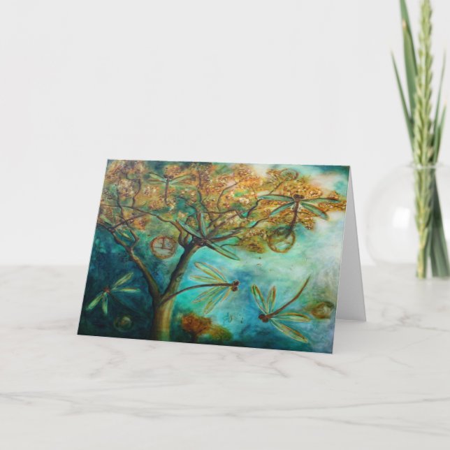 Tarjeta Festiva Cortejo de libélulas (Anverso)