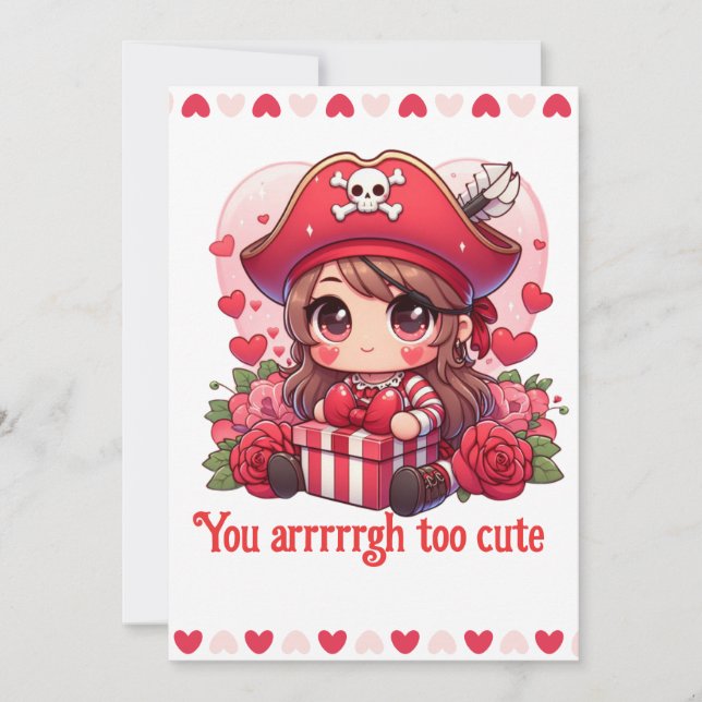 Tarjeta Festiva Corto El día de San Valentín pirata (Anverso)