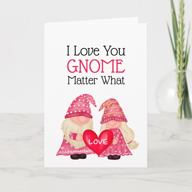 Tarjeta Festiva Corto Gnome Valentine amor Romántico (Anverso)