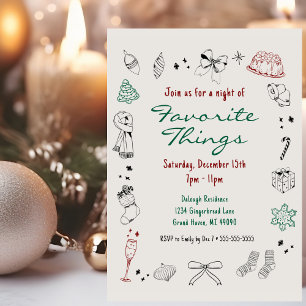 Tarjeta Festiva Cosas favoritas atraen a Navidades Fiesta