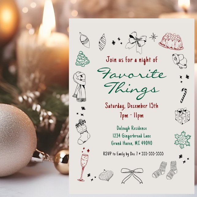 Tarjeta Festiva Cosas favoritas atraen a Navidades Fiesta (Subido por el creador)