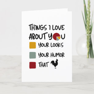 Tarjeta Festiva Cosas que amo de ti divertido día de San Valentín