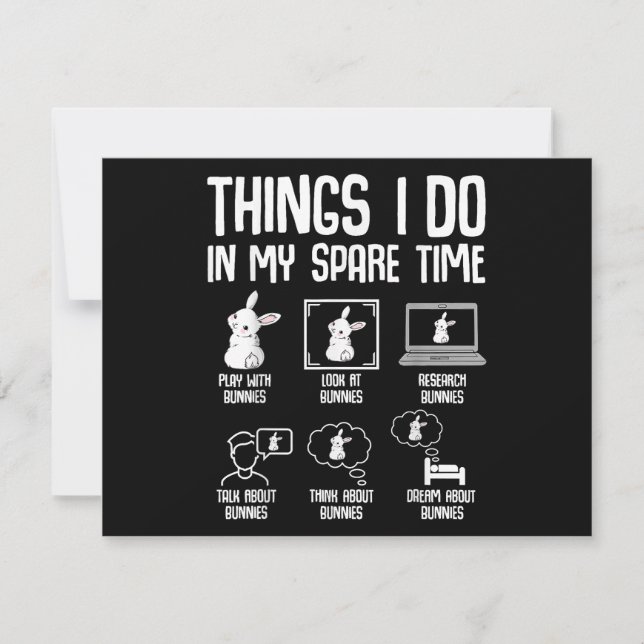 Tarjeta Festiva Cosas Que Hago En Mi Tiempo Libre Conejo Conejo (Anverso)