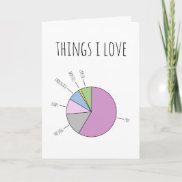Tarjeta Festiva Cosas que me encantan rellenan el gráfico circular