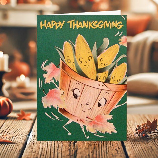 Tarjeta Festiva Cosecha Antigua de Maíz Feliz Día de Acción de Gra (Subido por el creador)