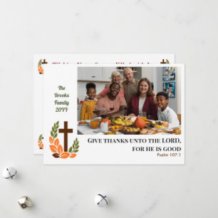 Tarjeta Festiva Cosecha Cristiana Cruz y Trigo Foto Personalizada