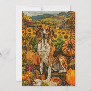 Tarjeta Festiva Cosecha de otoño de Foxhound inglés estadounidense