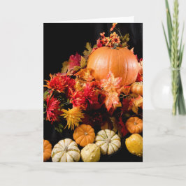 Tarjeta Festiva Cosecha de Otoño - Naturaleza muerta de calabaza y