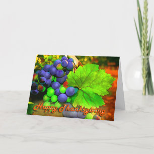 Tarjeta Festiva Cosecha de uvas Felices Acción de Gracias