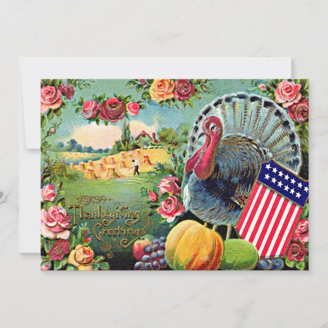 Tarjeta Festiva Cosecha patriótica de Turquía de la acción de (Anverso)