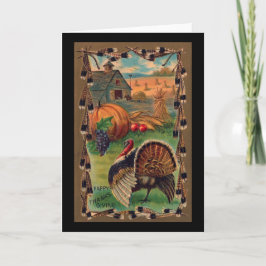 Tarjeta Festiva Cosecha, Tom y Farm Vintage Acción de Gracias