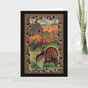 Tarjeta Festiva Cosecha, Tom y Farm Vintage Acción de Gracias