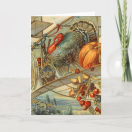 Tarjeta Festiva Cosechar Turquía y Biplane