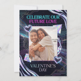 Tarjeta Festiva Cosmic Romance Digital Love Valentine's Card