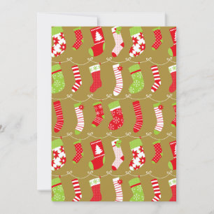 Tarjeta Festiva Cosmos Navidades retro calcetines de invierno