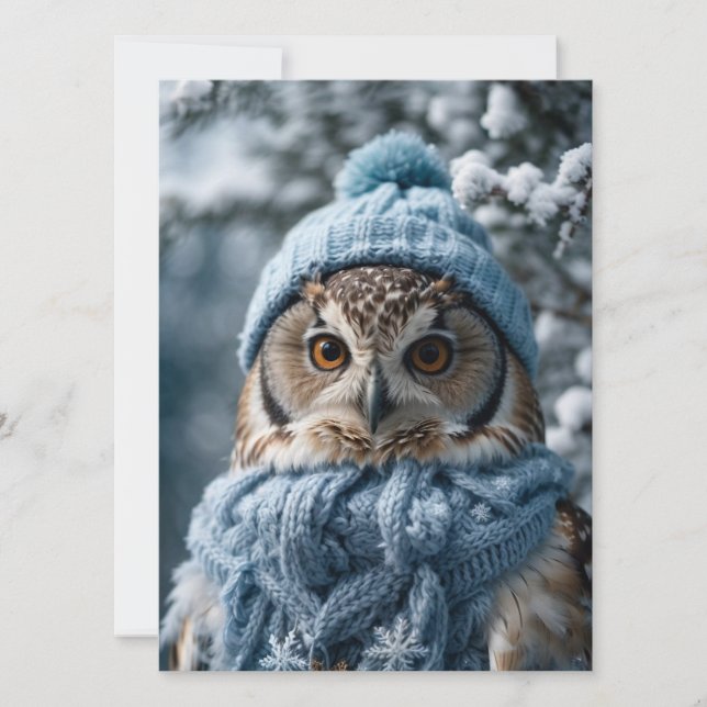 Tarjeta Festiva Cosmoso y caprichoso invierno Wonderland Owl (Anverso)
